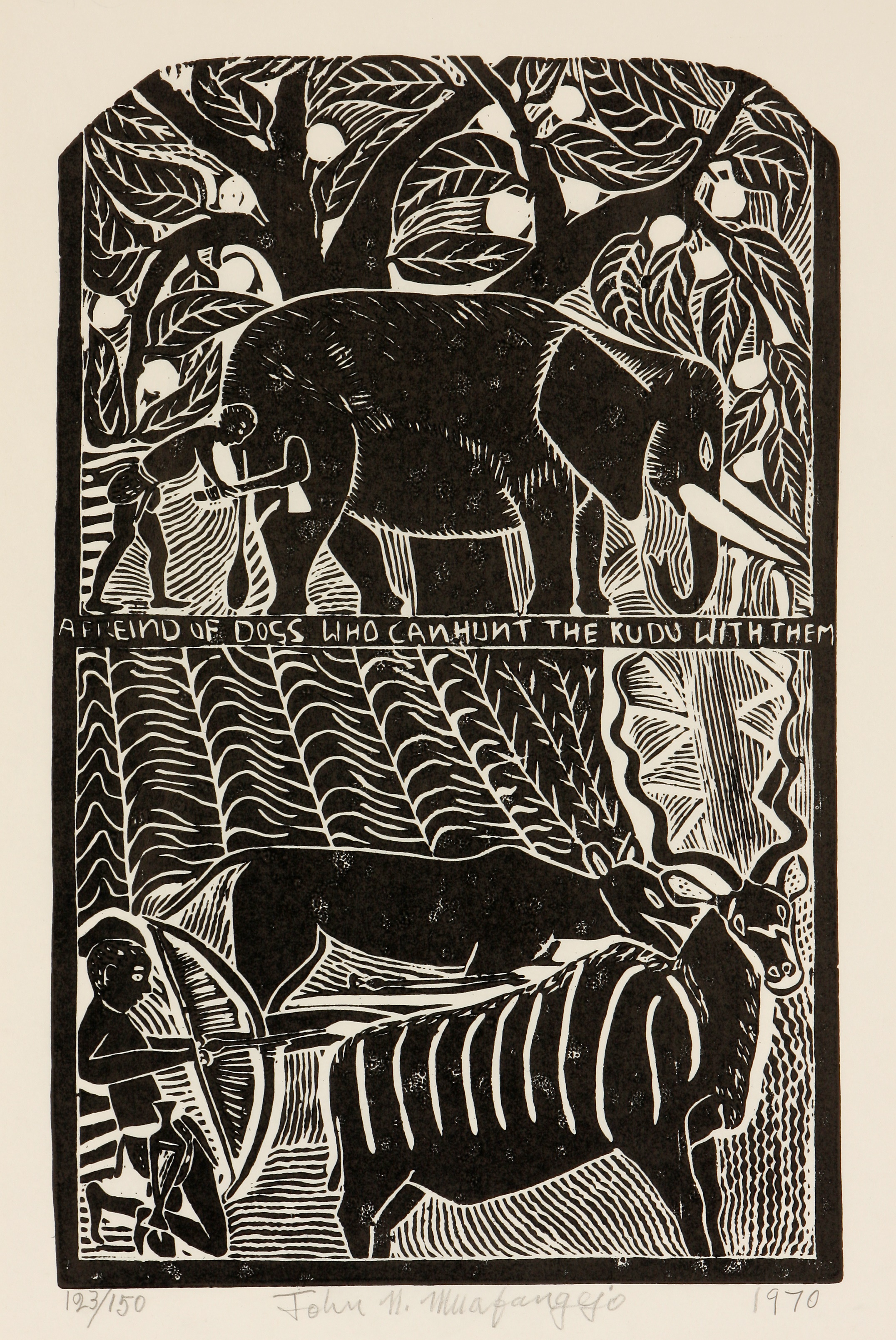 Linocut print by John Muafangejo